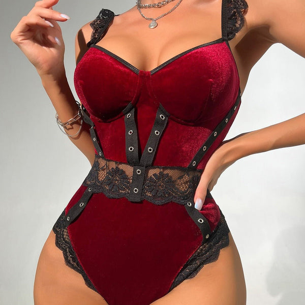 DANTEL PARÇALI KADİFE BODY - Seraphine Wishper